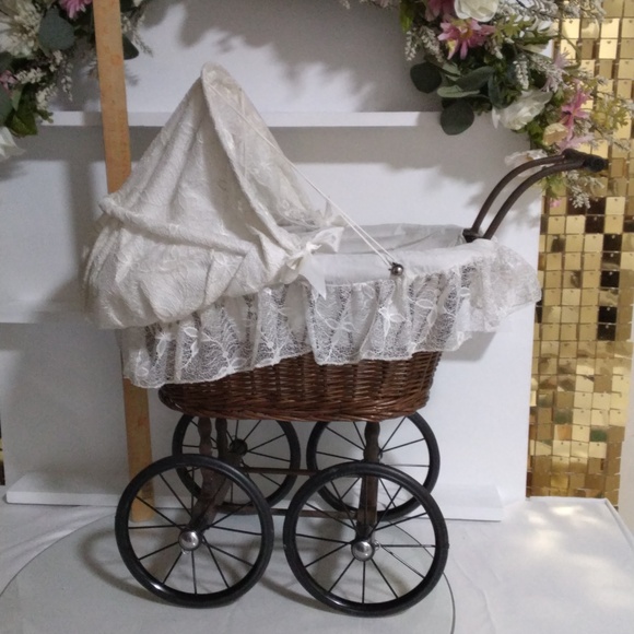 Vintage Victorian Style Baby Carriage with Lace Canopy - Picture 10 of 16